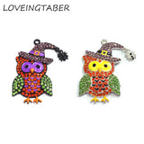 10pcs Halloween Owl With Spider Rhinestone Pendants