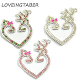 10pcs Pink Bowknot Deer Rhinestone Pendants - Kids Necklace Making