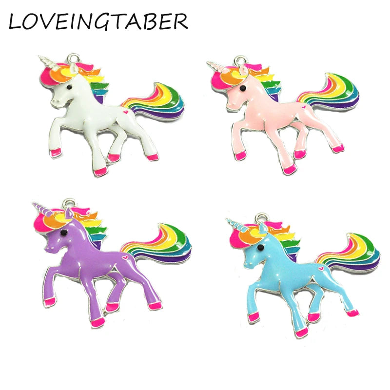 Alloy Enamel Unicorn Pendants Lot for Chunky Necklace Making