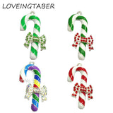 Christmas Canes Pendants, Enamel & Rhinestone, 10pcs/lot, 50mm*30mm