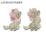 Lovely Cat Rhinestone Pendants For Necklace Making - 10pcs