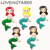 10pcs Enamel Mermaid Pendants for Chunky Kids Necklace Making