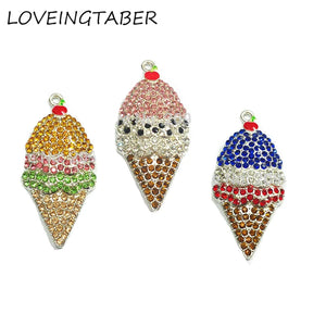 Ice Cream Pendants Full Rhinestone 10pcs/lot For Necklace