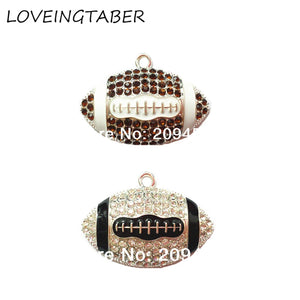 Silvery Football Pendant Crystal Rhinestone Rugby Pendant For Necklace