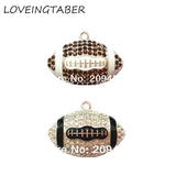 Silvery Football Pendant Crystal Rhinestone Rugby Pendant For Necklace
