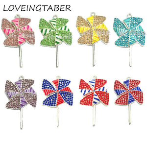 10pcs/lot Pinwheel Rhinestone Pendants for Chunky Necklace