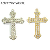 10pcs Silvery Rhinestone Cross Pendants 55mm*40mm