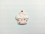 10pcs Silvery Cupcake Enamel Pendants For Jewelry Making