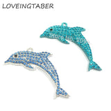 10pcs/lot Dolphin Full Rhinestone Pendants for Summer Jewelry
