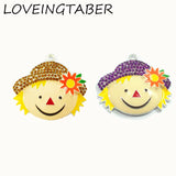 Enamel Scarecrow Pendants with Rhinestones, 10pcs