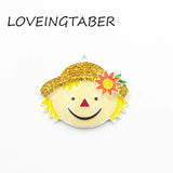 Enamel Scarecrow Pendants with Rhinestones, 10pcs