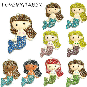 10pcs Mermaid Rhinestone Pendants for Jewelry Making
