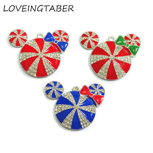 10pcs Minnie Rhinestone Pendants For 4th Of July Jewelry Making