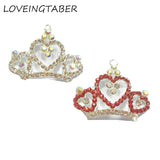 10pcs/lot Hotpink Crown Rhinestone Pendants Kids Necklace Heart Shape