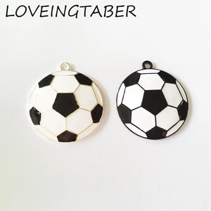 10pcs Enamel Soccer/Football Pendant For Kids Necklace Making
