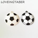 10pcs Enamel Soccer/Football Pendant For Kids Necklace Making