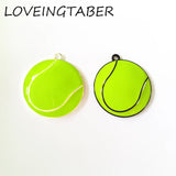 10pcs Full Enamel Tennis Ball Pendant for Kids Necklace Making