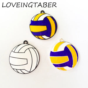 10pcs /lot Full Enamel Volleyball Pendant For Kids Necklace Making