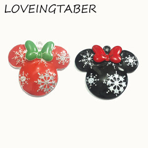 10pcs Minnie With Snowflake Pendants 42mm*37mm