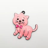 10pcs Farm Animal Cat with Bowknot Pendants, Enamel, Kids Jewelry Making