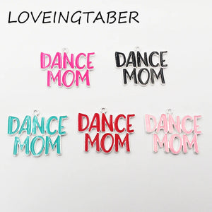 Enamel Dance Mom Silvery Pendant for Necklace Making 10pcs