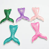 10pcs/Lot Mermaid Tail Glitter Pendant 45mm*34mm Transparent Resin Jewelry