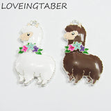 Enamel Llama with Flower Pendants - Set of 10