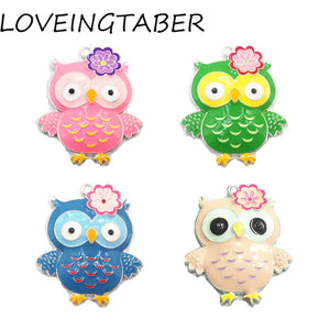 10pcs Owl with Flower Enamel Pendants - Kids Necklace - 46mm*38mm