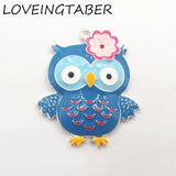 10pcs Owl with Flower Enamel Pendants - Kids Necklace - 46mm*38mm
