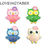 10pcs Owl with Flower Enamel Pendants - Kids Necklace - 46mm*38mm