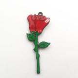 10pcs Full Enamel Rose Flower Pendant for Kids Jewelry Making