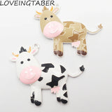 10pcs/lot Enamel Farm Animal Cow/Dairy Cattle Pendants for Kids Jewelry Making