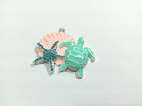 10pcs Silvery Ocean Enamel & Rhinestone Pendant For Jewelry