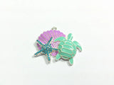 10pcs Silvery Ocean Enamel & Rhinestone Pendant For Jewelry