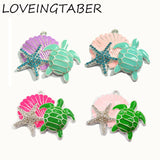 10pcs Silvery Ocean Enamel & Rhinestone Pendant For Jewelry