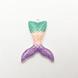 10pcs Silvery Fish Mermaid Tail Glitter Enamel Pendant Jewelry