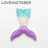10pcs Silvery Fish Mermaid Tail Glitter Enamel Pendant Jewelry