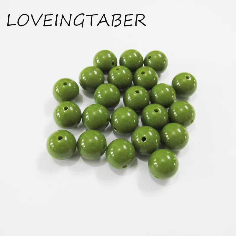 Dark Olive Green Acrylic Solid Beads 500pcs/lot 12mm 105pcs/lot 20mm