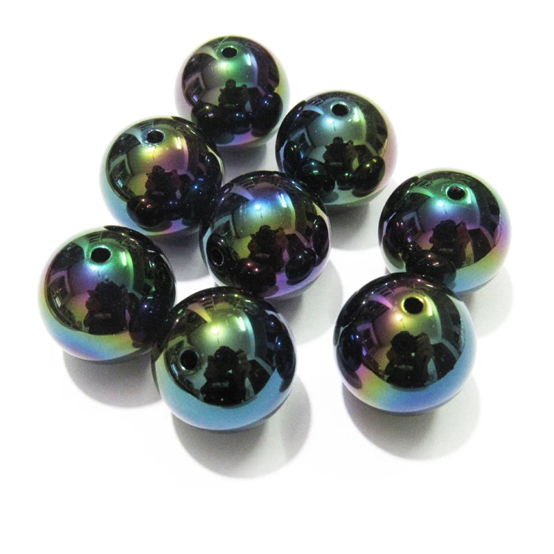20mm Round UV Plated Acrylic Beads - 100pcs/bag