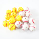 Chunky Acrylic Baseball Beads 20mm 100pcs - Solid Printed - Kids Necklace