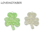 10pcs/lot Clover Rhinestone Pendants for St. Patricks Jewelry