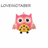 Enamel Owl Necklace Pendant, 10pcs/lot, 45mm*38mm Size