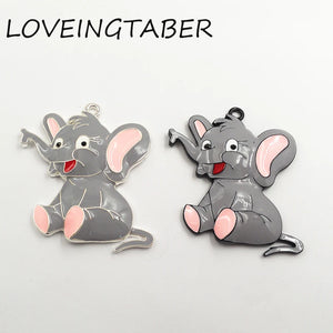 Sweet Elephant Pendant Full Enamel 10pcs for Kids Necklace Making