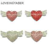 10pcs/lot Heart Clear Wing Rhinestone Pendants For Jewelry