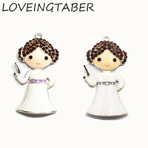 10pcs/lot Princess With Gun Rhinestone Pendants For Necklace Making