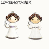 10pcs/lot Princess With Gun Rhinestone Pendants For Necklace Making