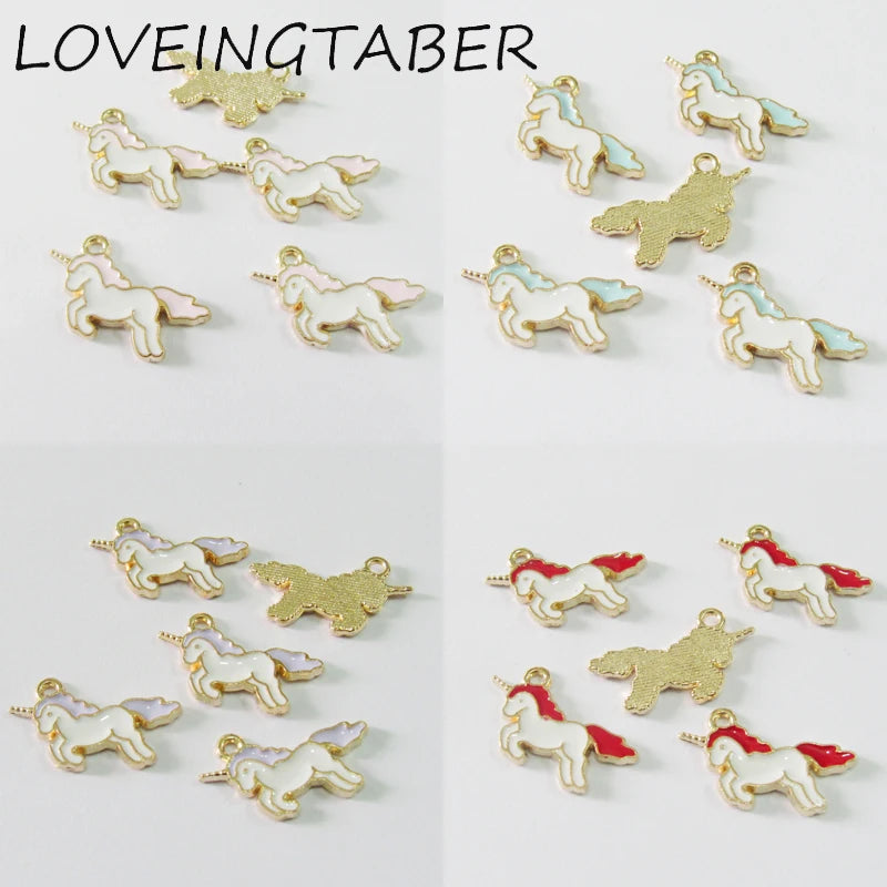 Alloy Enamel Unicorn Charms - 30pcs/lot