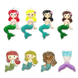 10pcs Silver Enamel Miss Mermaid Tail Pendant for DIY Necklace
