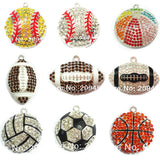 Sport Ball Series 1 Rhinestone Pendants - Set of 10