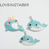 10pcs Full Enamel Narwhal Pendants